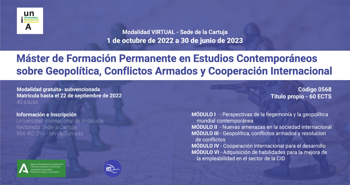 Máster de Formación Permanente en Estudios Contemporáneos sobre Geopolítica, Conflictos Armados y Cooperación Internacional